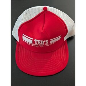 Ted's Body Shop Des Moines Iowa Snapback Hat Red White OSFM Kenda